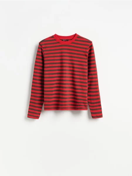 Reserved Longsleeve z merceryzowanej bawełny czerwony