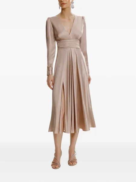 Rochie midi Framboise cu funde din satin