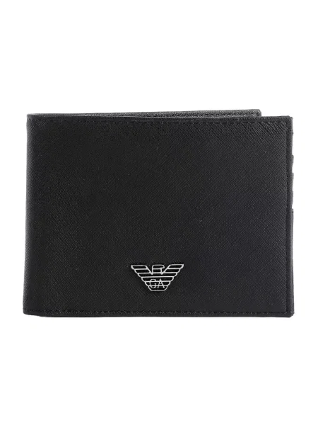 Portfel Emporio Armani skórzany z logo czarny