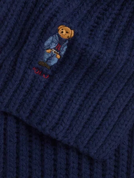 Polo Ralph Lauren szalik wełniany gładki granatowy