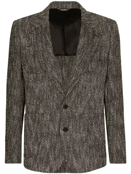 Geacă Dolce & Gabbana cu model herringbone gri