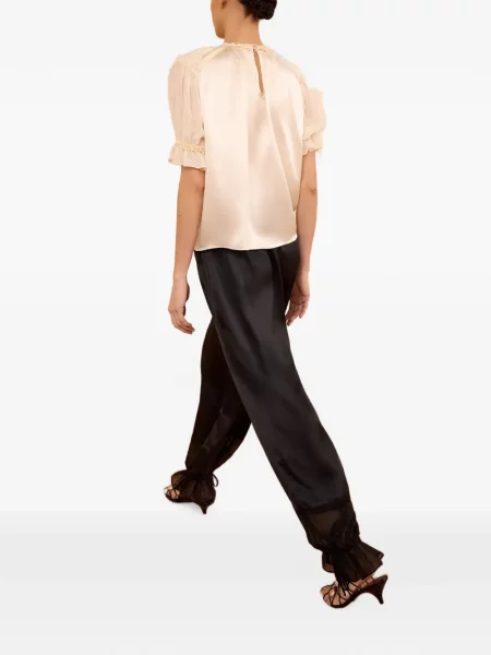 Pantaloni Ulla Johnson de mătase negru