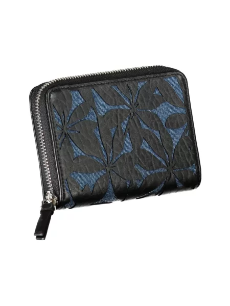 Lniany portfel Desigual elegancki czarny