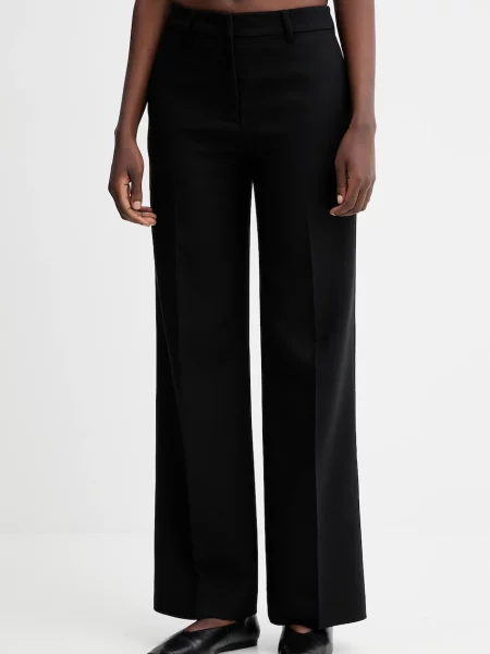 Sessun pantaloni drept high waist negru