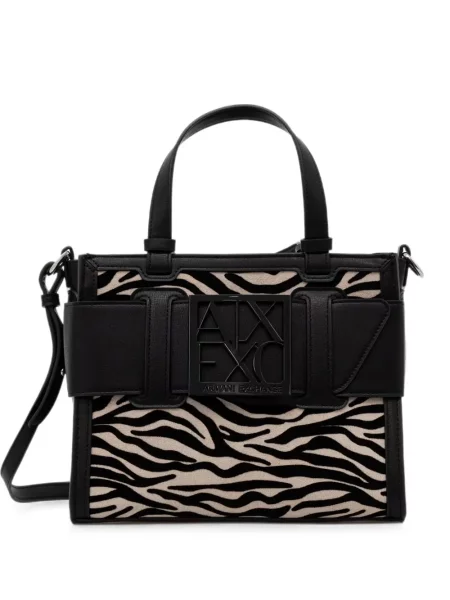 Geantă shopper Armani Exchange cu imagine cu imprimeu animal print negru