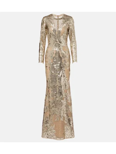 Rochie Elie Saab cu broderie din tul auriu