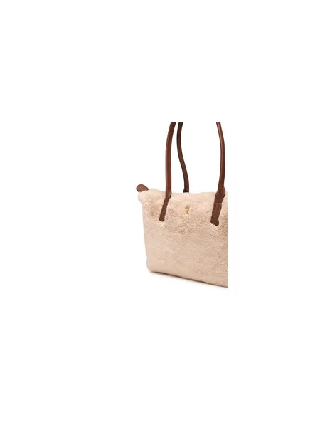 Kabelka Tommy Hilfiger Popette East West Tote Faux Fur Světle béžová