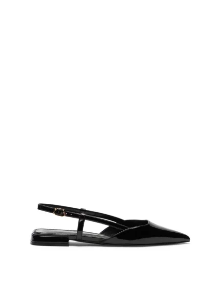 Balerinki Stuart Weitzman skórzane z otwartą piętą czarne