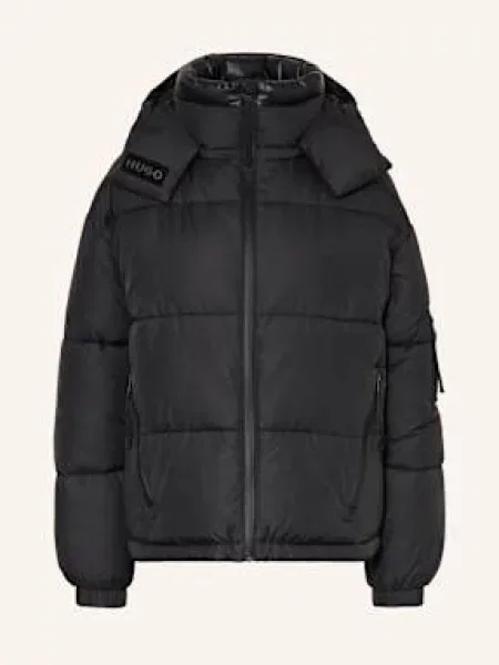 Hugo Blue Kurtka Pikowana Farida Z Odpinanym Kapturem schwarz czarna