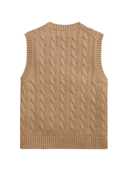 Fleece polo Polo Ralph Lauren με κέντημα με λαιμόκοψη v κόκκινο