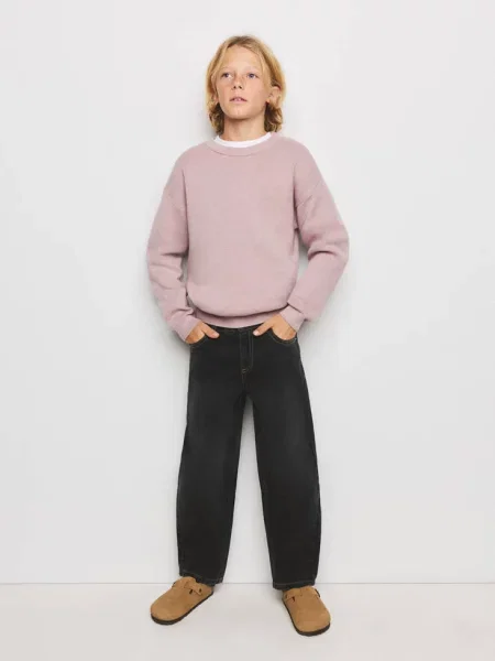 Jeansy balloon black denim Dzieci 8 MANGO KIDS czarne
