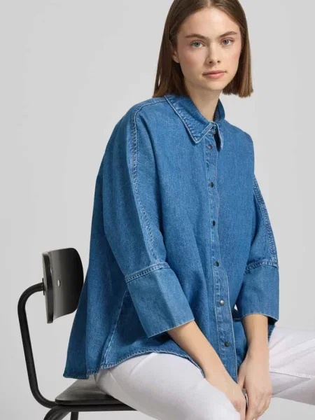 Koszula dżinsowa o kroju loose fit z czystej bawełny model GRACE' Only niebieska