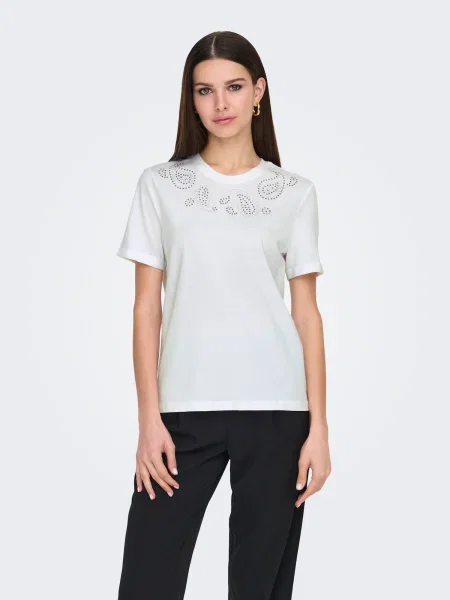 ONLY Tricou argintiu alb