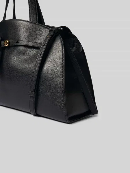 Torebka do ręki ze skóry bydlęcej z paskiem na ramię Tory Burch czarna