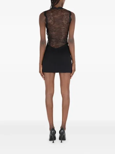 Rochie mini Roberto Cavalli din dantelă de costum negru