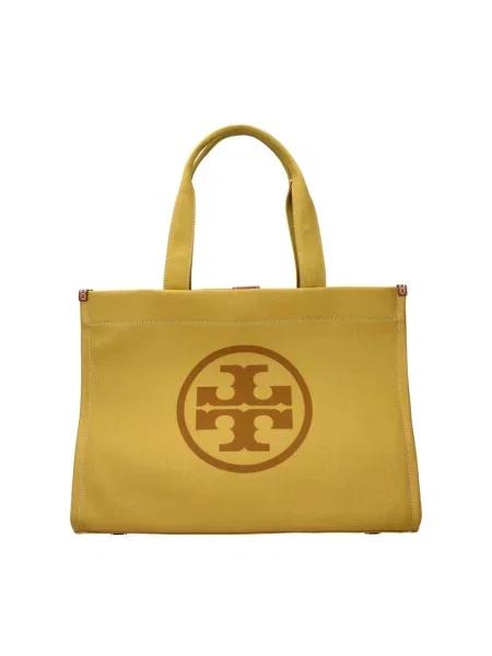 Torebka Tory Burch płócienna z logo żółta