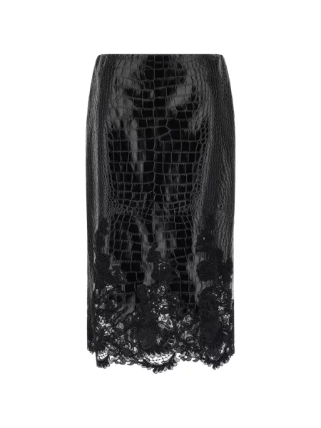 Fustă midi Ermanno Scervino din dantelă negru