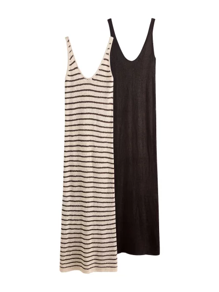 The Set Rochie tricotat crem / închis maro