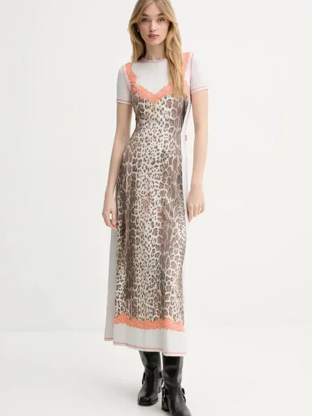 Diesel rochie D-ILE DRESS gri maxi drept alb