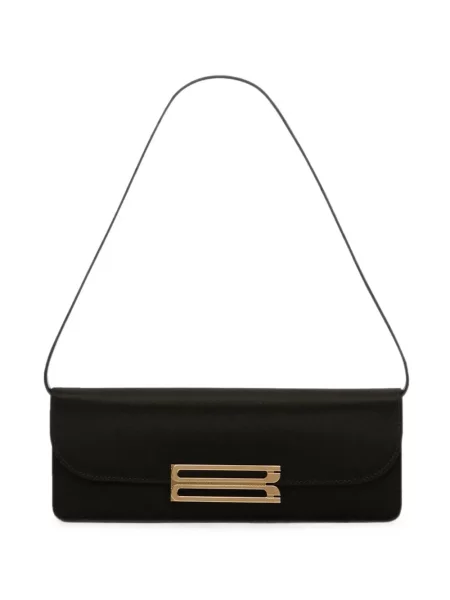 Geantă Victoria Beckham din satin cu autograf negru