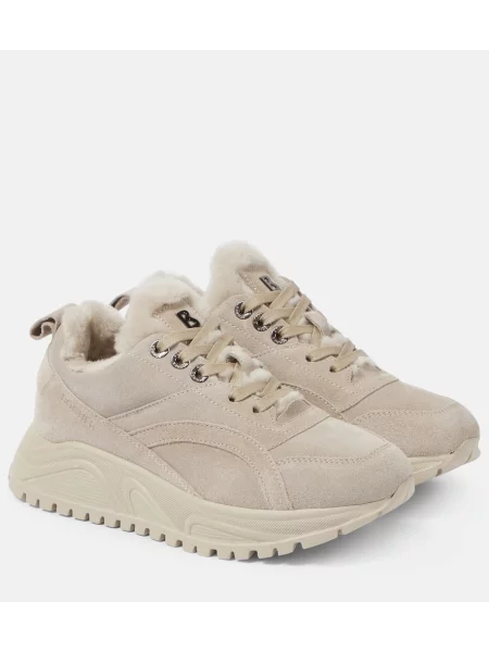 Sneakerși Bogner din piele de căprioară alb