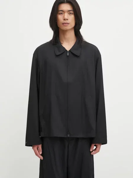 Jachetă de lână Refined Wool de tranzitie oversize negru