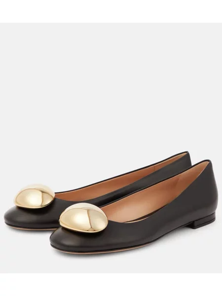 Balerini Gianvito Rossi din piele negru