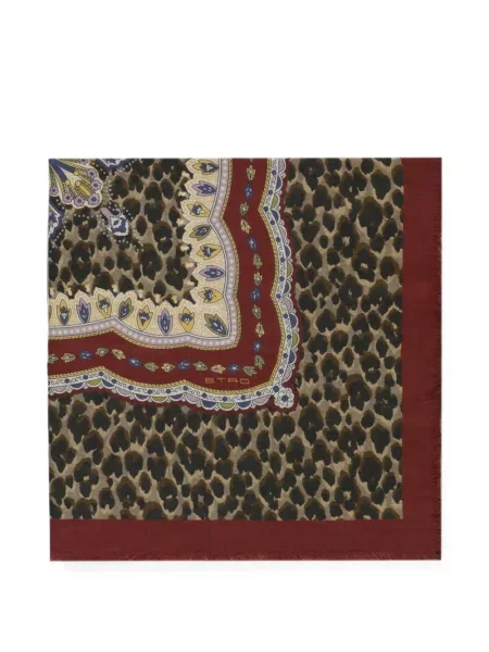 Fular Etro cu imagine cu model leopard maro