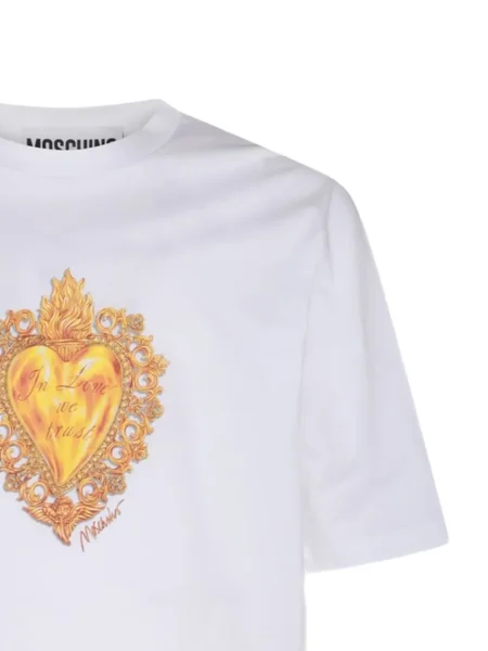 Tricou Moschino cu imagine cu motiv cu inimi alb