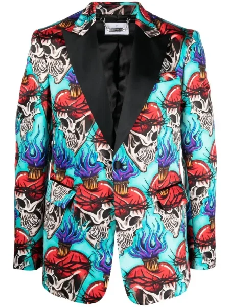 Sacou Philipp Plein cu imagine albastru