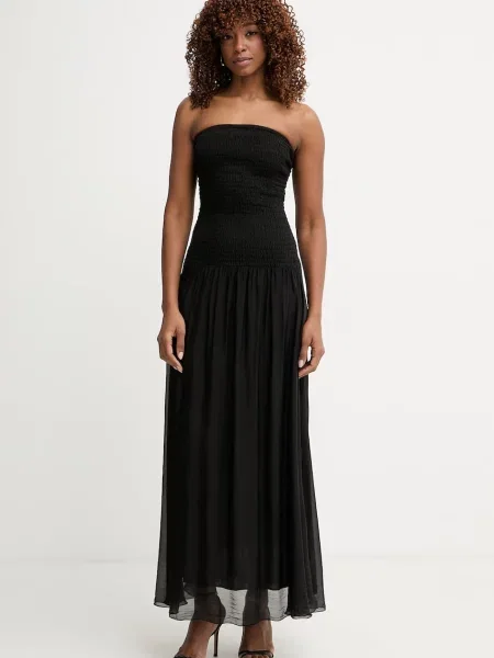 Haveone sukienka z jedwabiem czarna