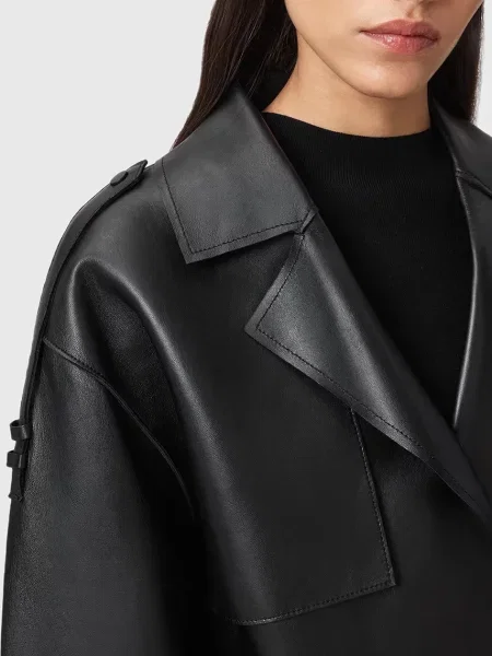 Кожаная куртка Allsaints зеленая