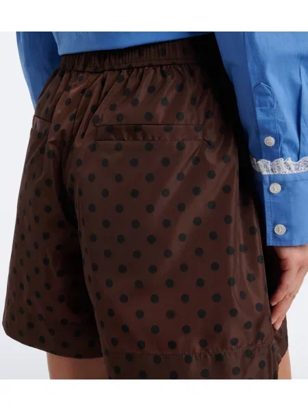 Pantaloni scurți Ganni cu buline maro