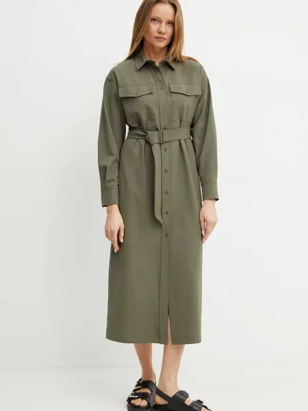 Obleka s primesjo volne Weekend Max Mara zelena