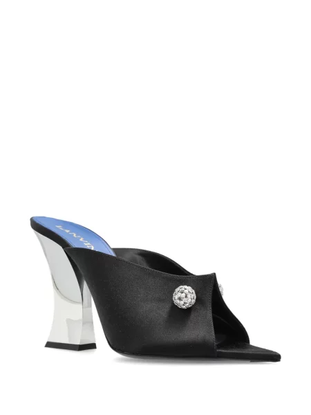 Papuci tip mules Lanvin din satin negru