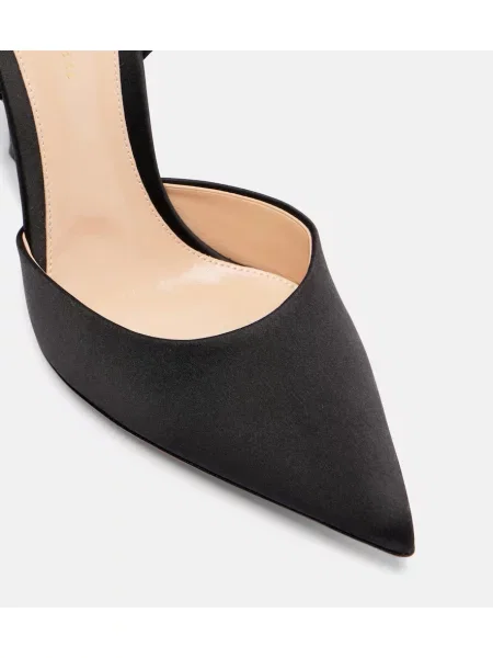 Pantofi cu toc Gianvito Rossi din satin de cristal negru