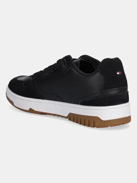 Kožené tenisky Tommy Hilfiger TH BASKET BETTER MIX LTH černá