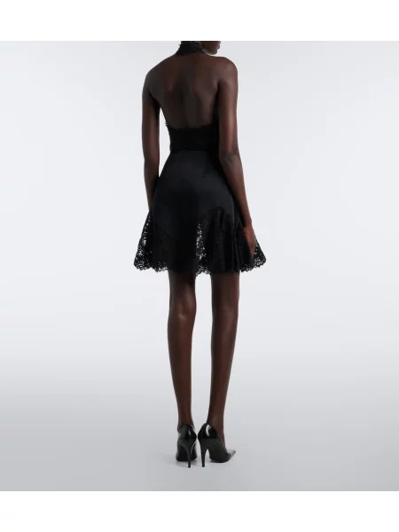 Fustă Stella Mccartney din satin asimetrică negru