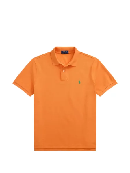 Вълнена поло тениска Polo Ralph Lauren с връзки с принт синьо