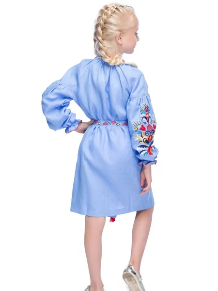 Детское платье Folk Moda голубое