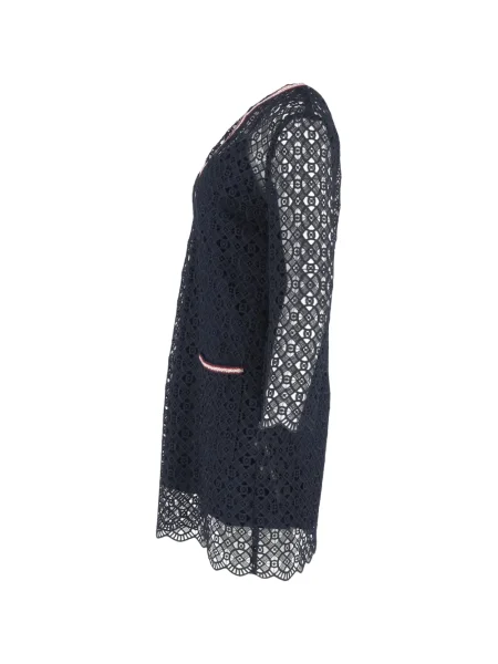 Rochie mini Sandro din dantelă de costum albastru
