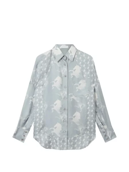 Cămașă Stella Mccartney de mătase cu imagine albastru
