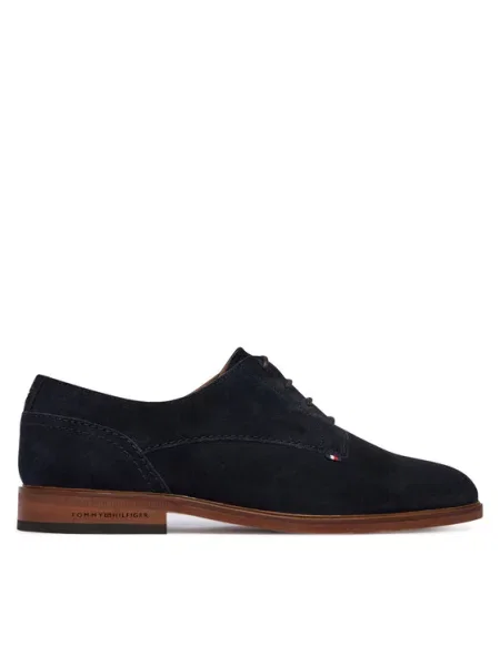 Semišové oblekové poltopánky Tommy Hilfiger modrá