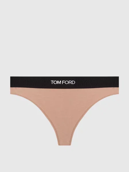 Трусики-тонг з візерунком логотипа Tom Ford бежеві