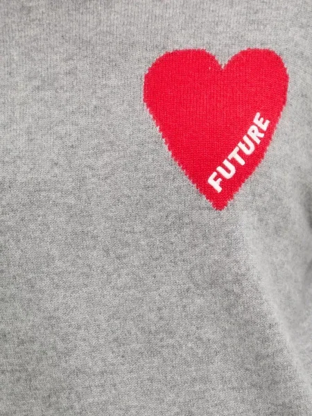 Pulover From Future cu motiv cu inimi gri