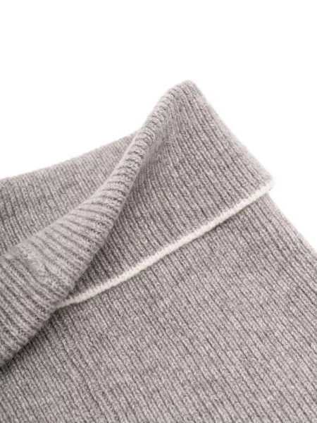 Fular Brunello Cucinelli cu broderie tricotate gri