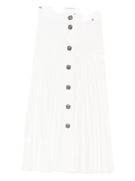 Fusta plisata Nissa plisată până la genunchi alb
