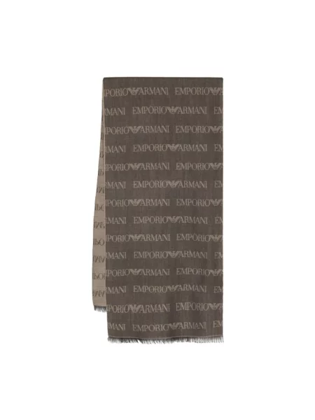 Szal Emporio Armani z logo brązowa