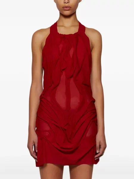 Rochie mini Di Petsa drapată cu gât halter roșu