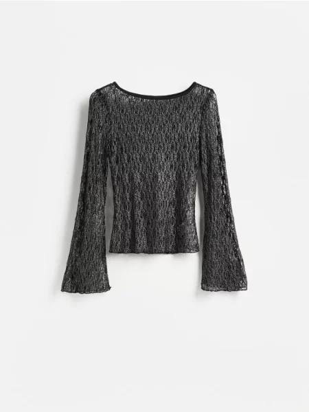 Reserved Bluză din tricot structural negru